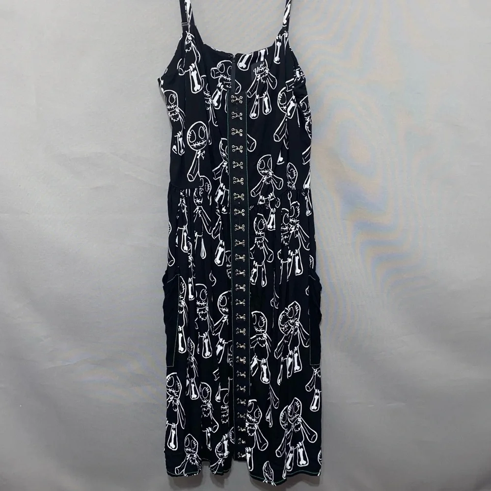 Hell Bunny Voodoo Doll Midi Dress Black and White Women's Dress - Picture 4 of 13